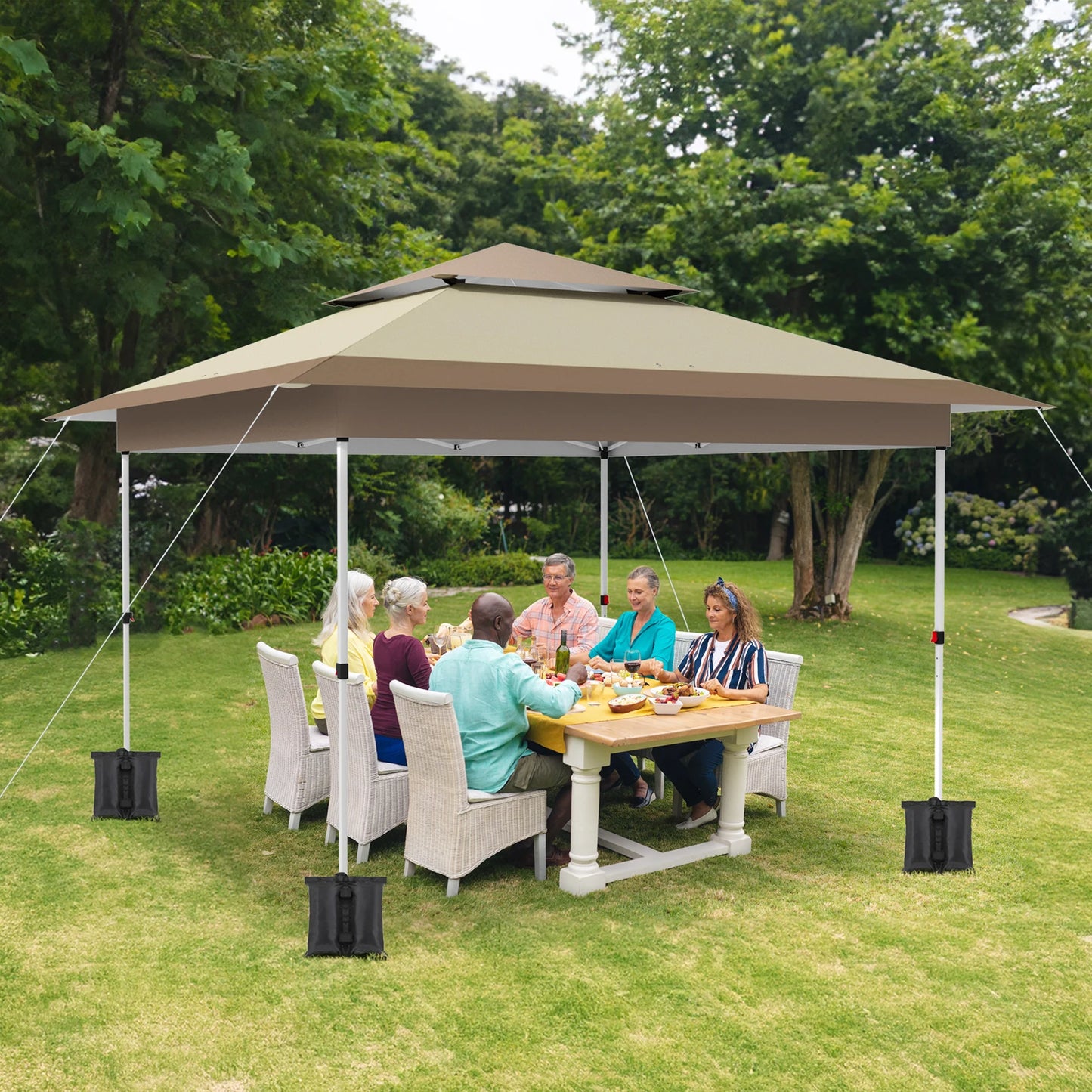 Gazebo Outdoor Pop up Canopy Tent 3.6x3.6m with Curtains and Shelter for Patio