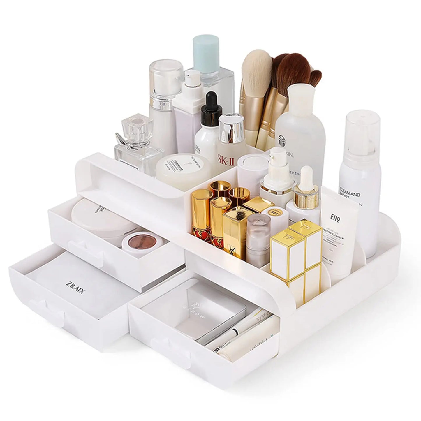 Large Countertop Cosmetics Desktop Storage Box with Drawers