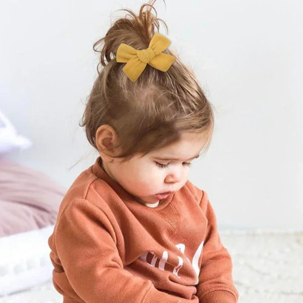 10Pcs/set Solid Color Cotton Hair Bows Hair Clips
