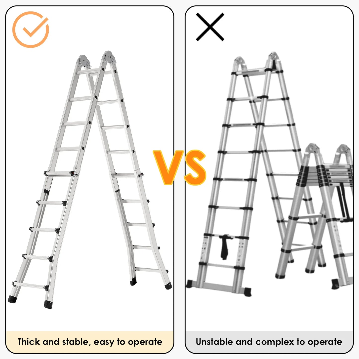 Telescoping Extension Ladder 4.8M Aluminum 150kg Max Capacity