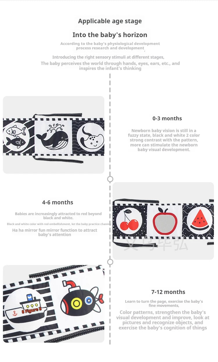 Baby visual stimulation card black and white high contrast