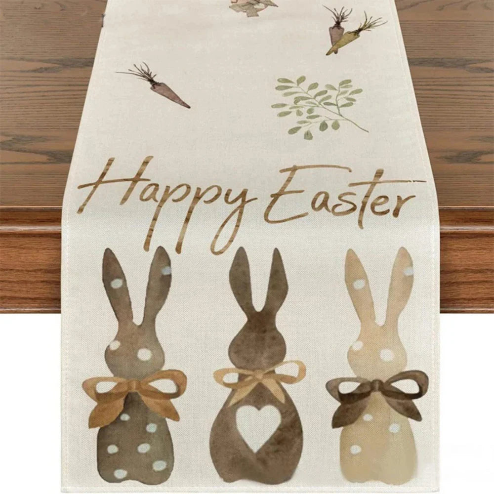 1pcs Table cover Linen Easter Bunny Rabbit