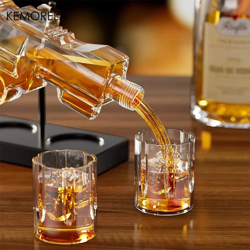 Revolver Glass Decanter Whiskey Glass Set Wine Dispenser