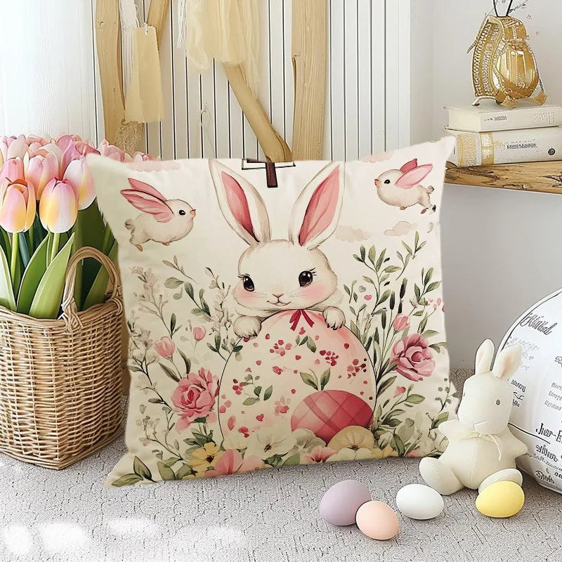 Easter Bunny Print Pattern Home Decor Pillowcase