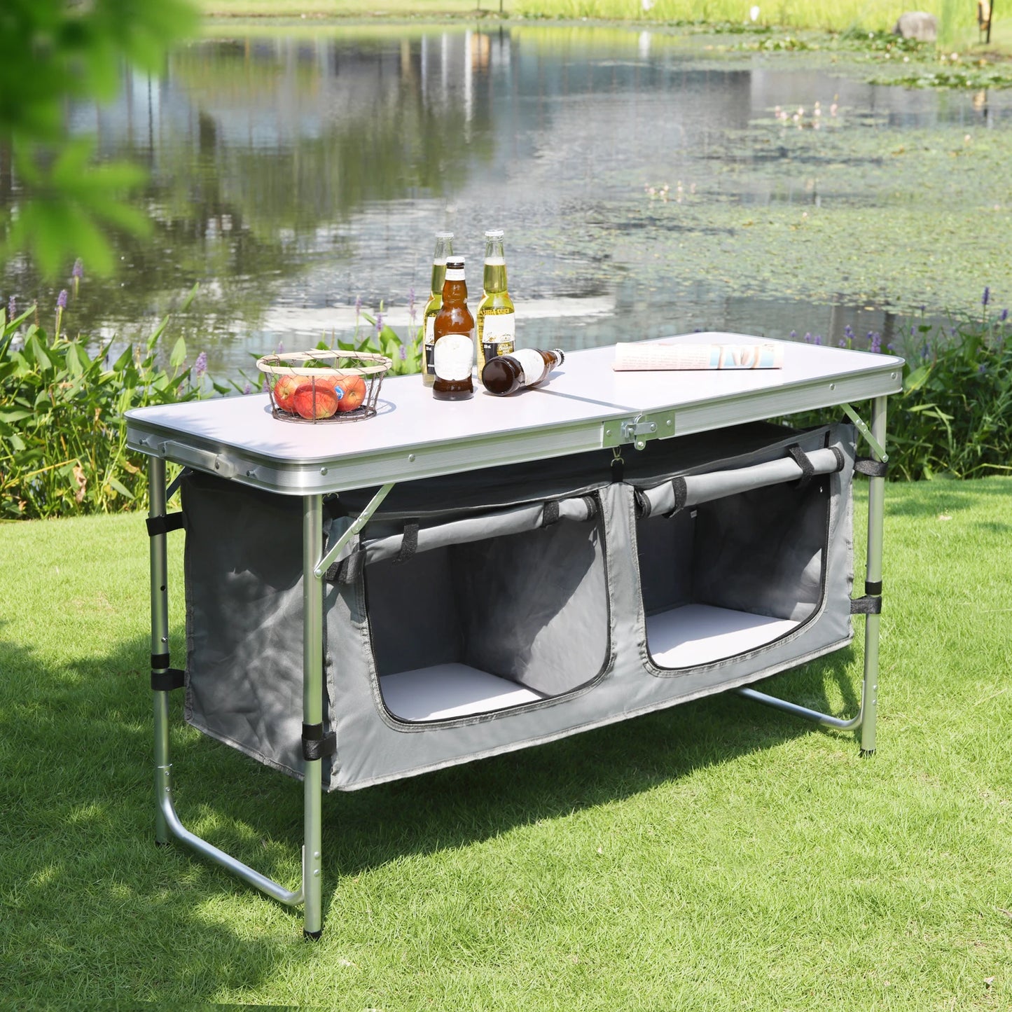 Folding Picnic Table Aluminum Suitcase Table with Storage Bag