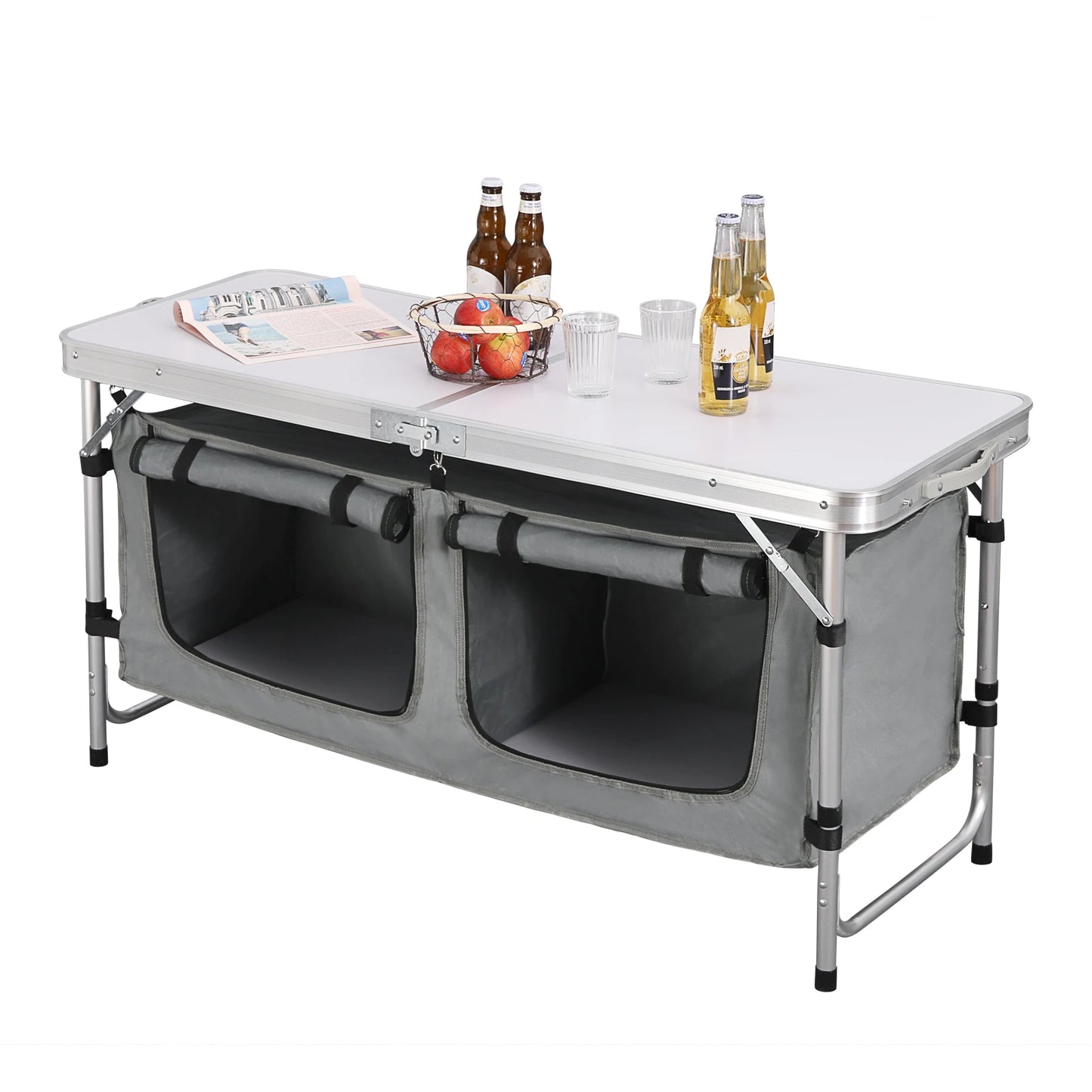 Folding Picnic Table Aluminum Suitcase Table with Storage Bag