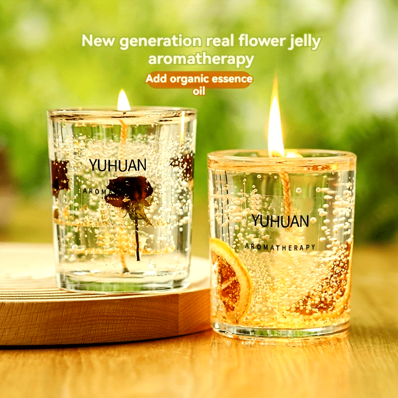 1pc 160g, burning time for 20 hours, real flower jelly scented candle