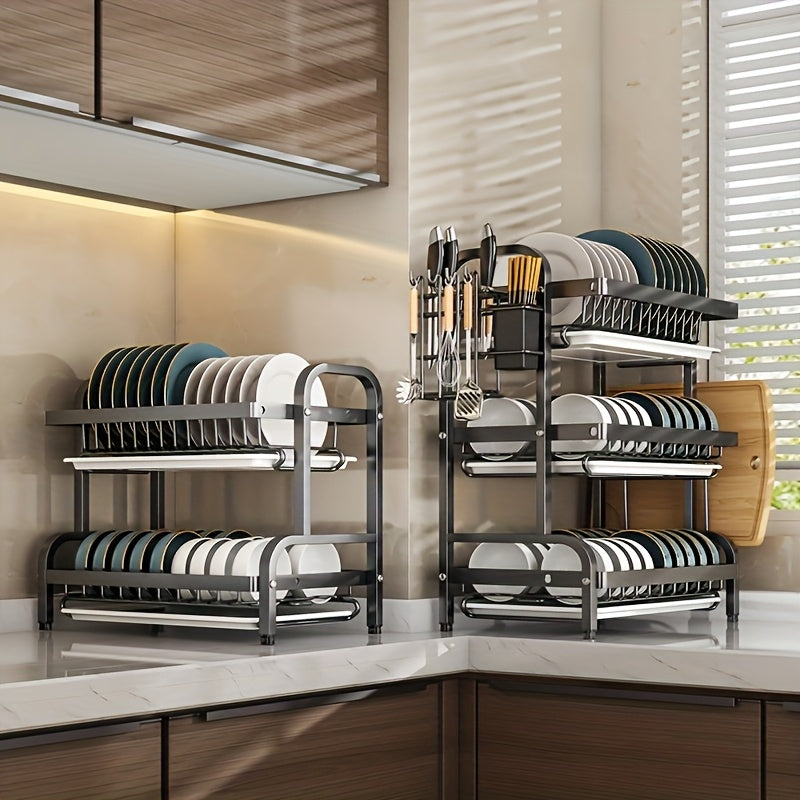 Tier Dish Rack with Drainage and Separation for Dry and Wet Ware