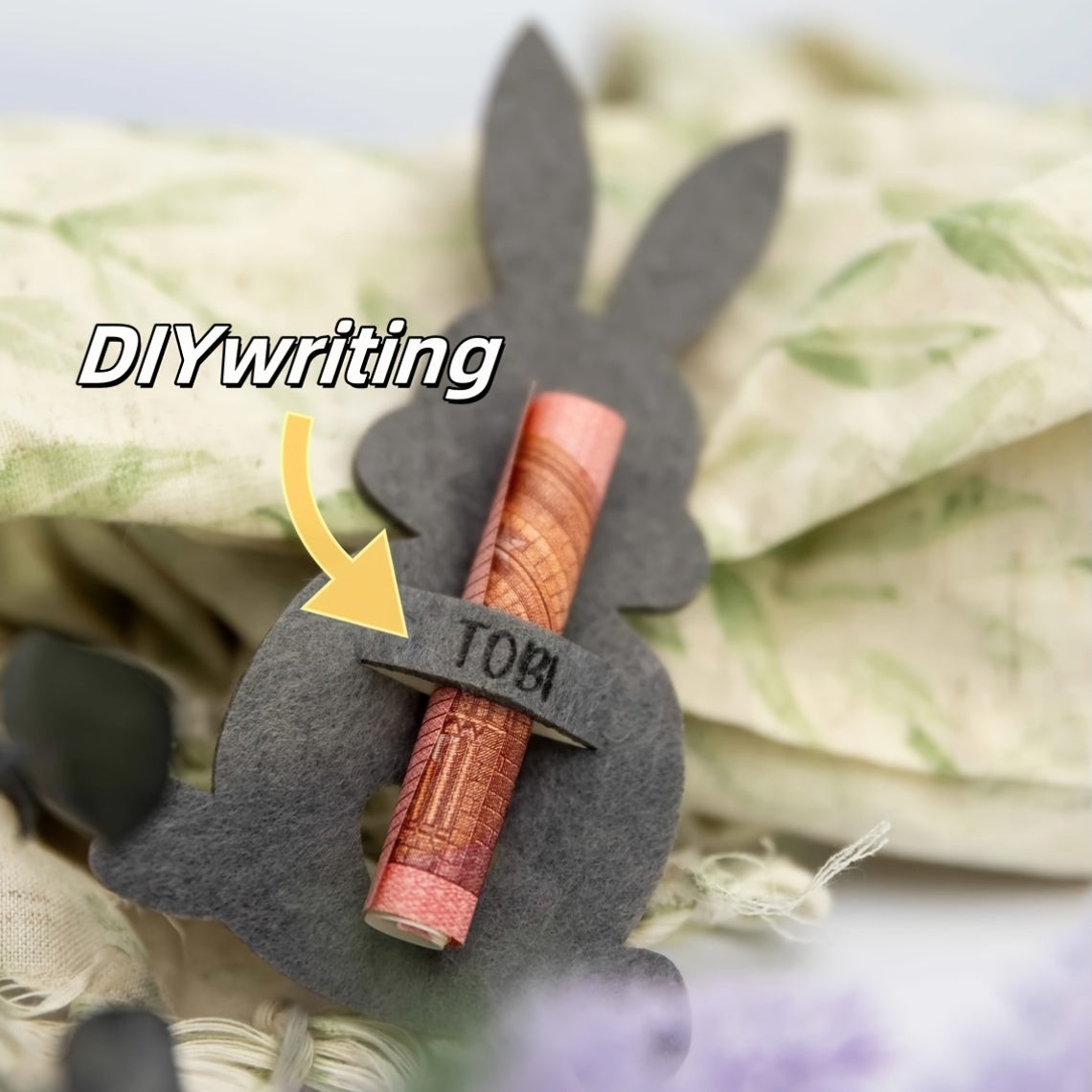 6pcs Easter Bunny Money Clip Gift, Classic Easter Creative Money Clip Card, Felt Easter Bunny Money Clip Cash Gift, for Holiday Piñata Decoration, Easter Basket Decoration