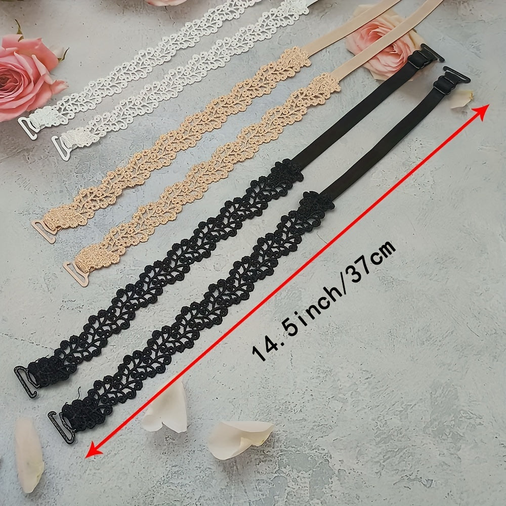 1 Pair Floral Bra Straps - Adjustable Replacement Shoulder Straps for Lingerie