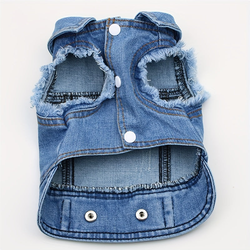Chic Retro Denim Dog Vest for Small Breeds