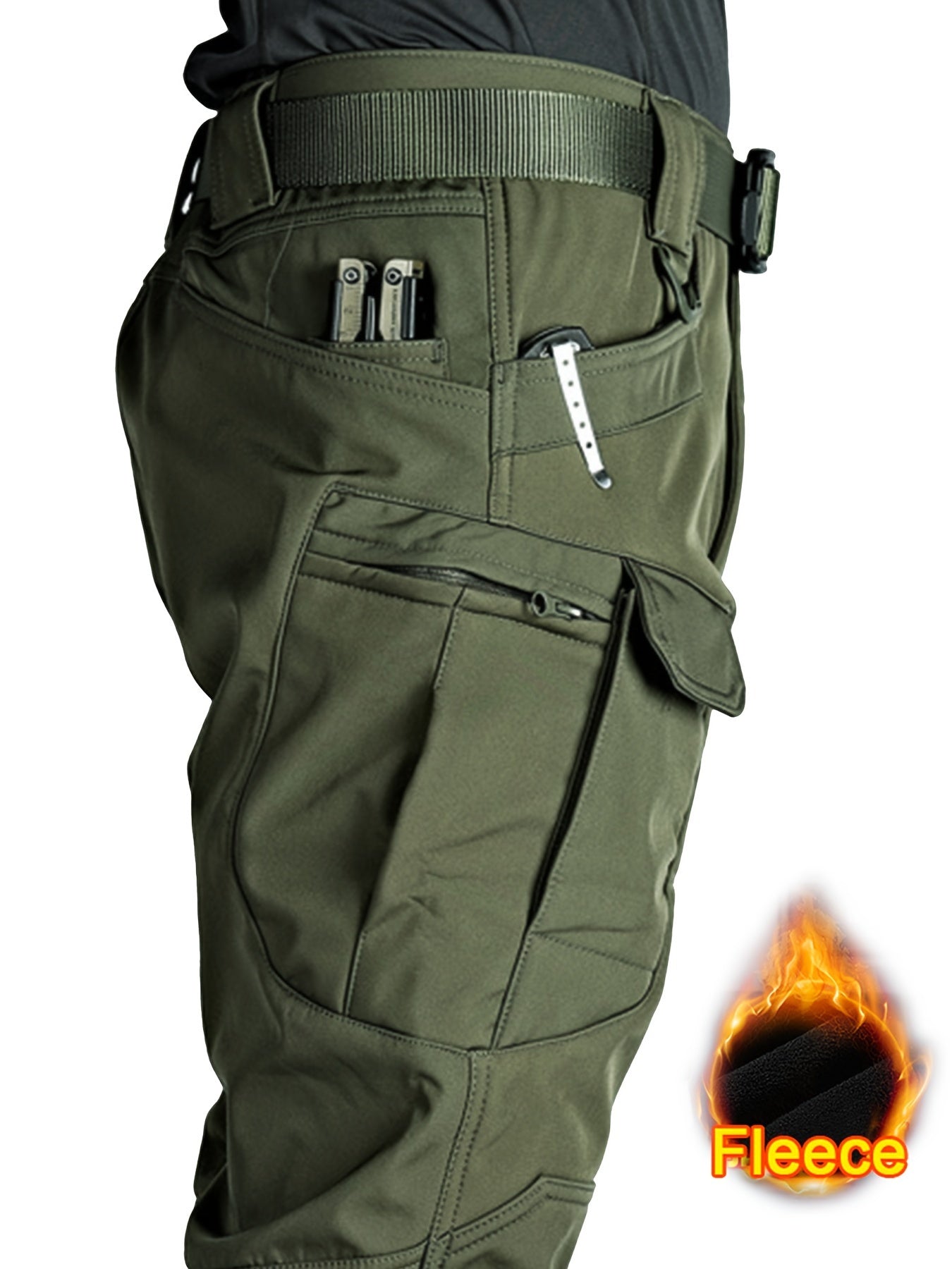 Men'S Fleece-Lined Work Pants - Thick, Tactical, Multi-Pocket Design