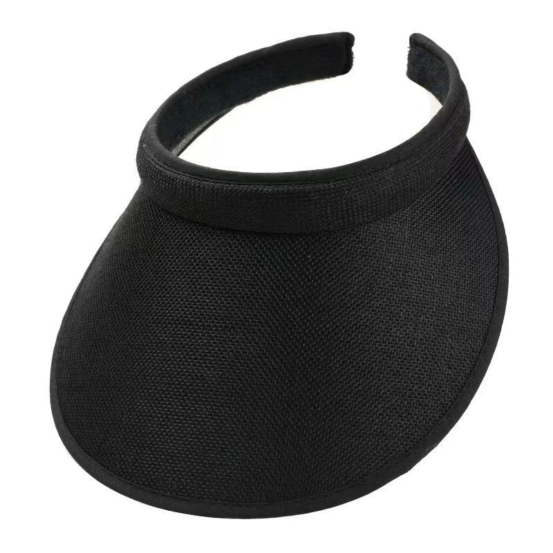 Solid Color Casual Visor Hat Wide Brim UV Protection