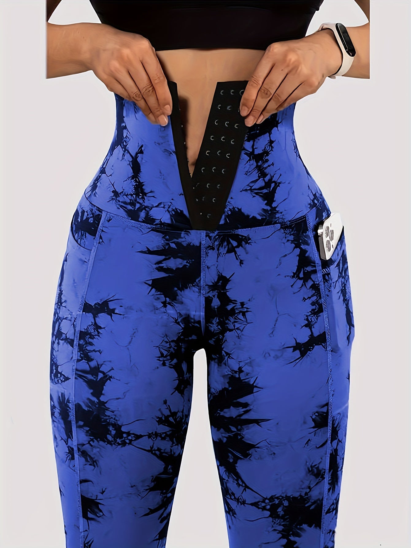 Women'S Tie-Dye Print High-Waisted Tummy Control Pants with Front Zipper