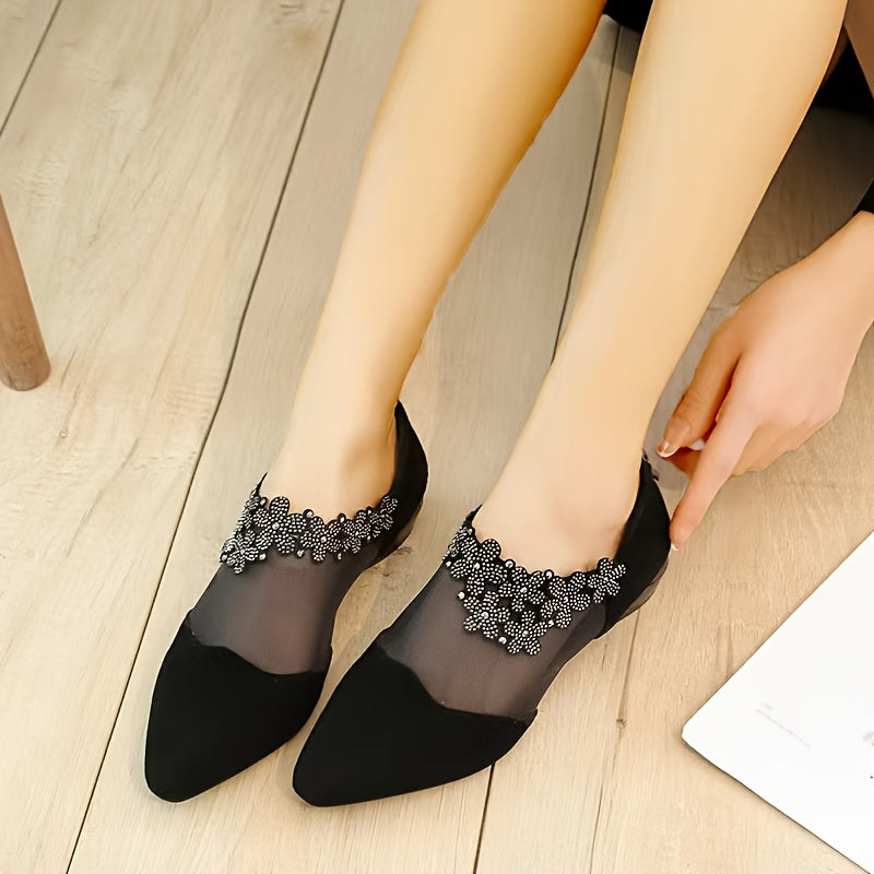 1 Pair Elegant Women'S Mid Heel Sandals with Rhinestone Embellishment