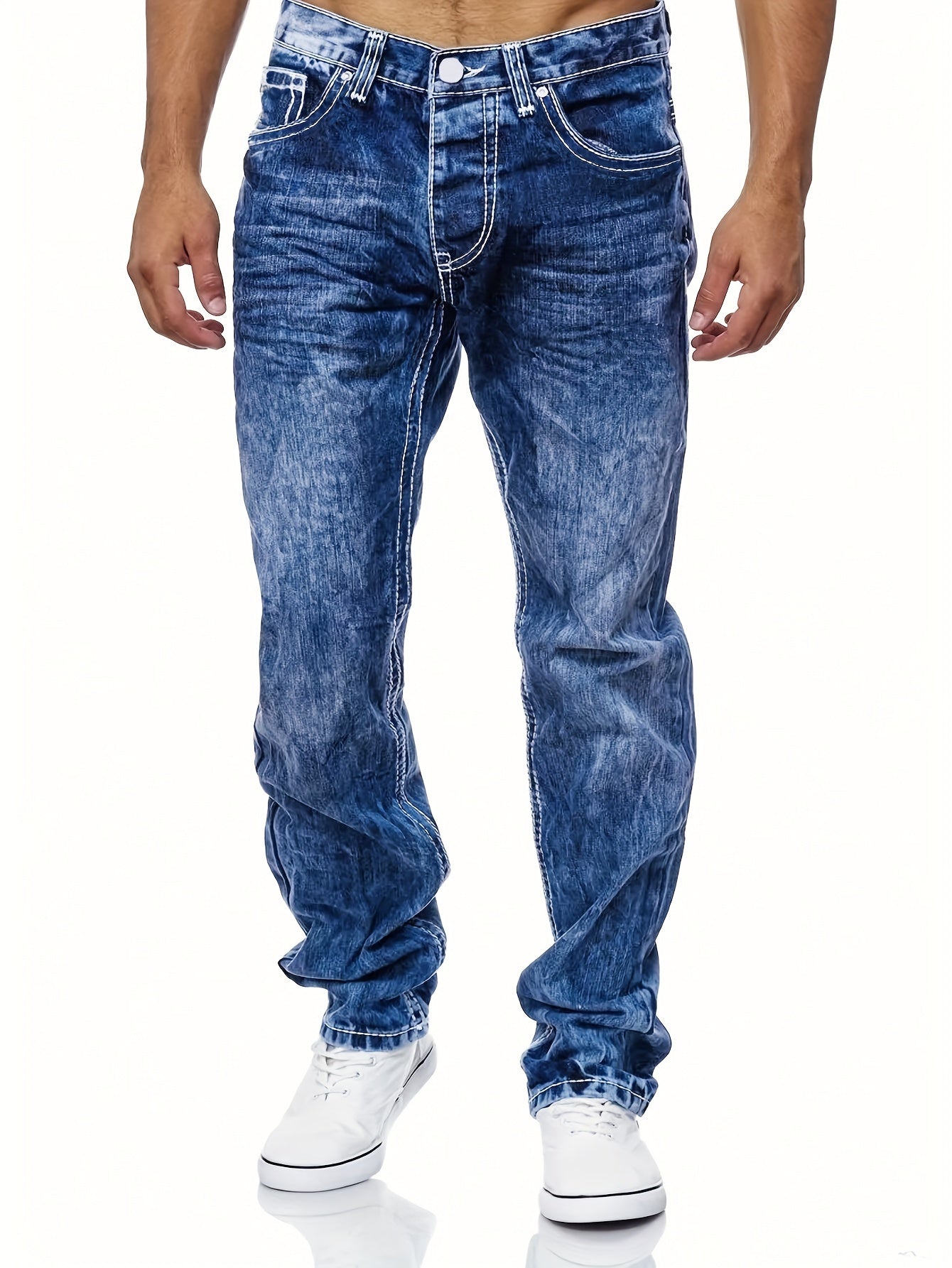 Men's Stretch Denim Jeans, Slim Fit Straight-Leg