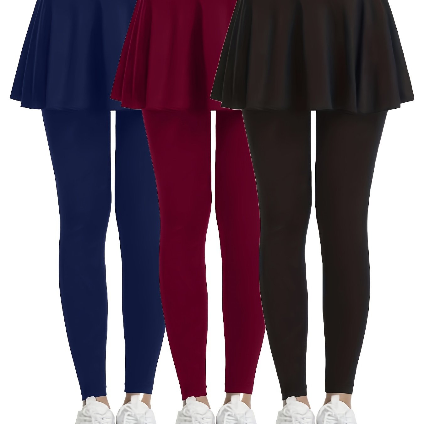 3pcs High-Waist Skort Leggings for Women