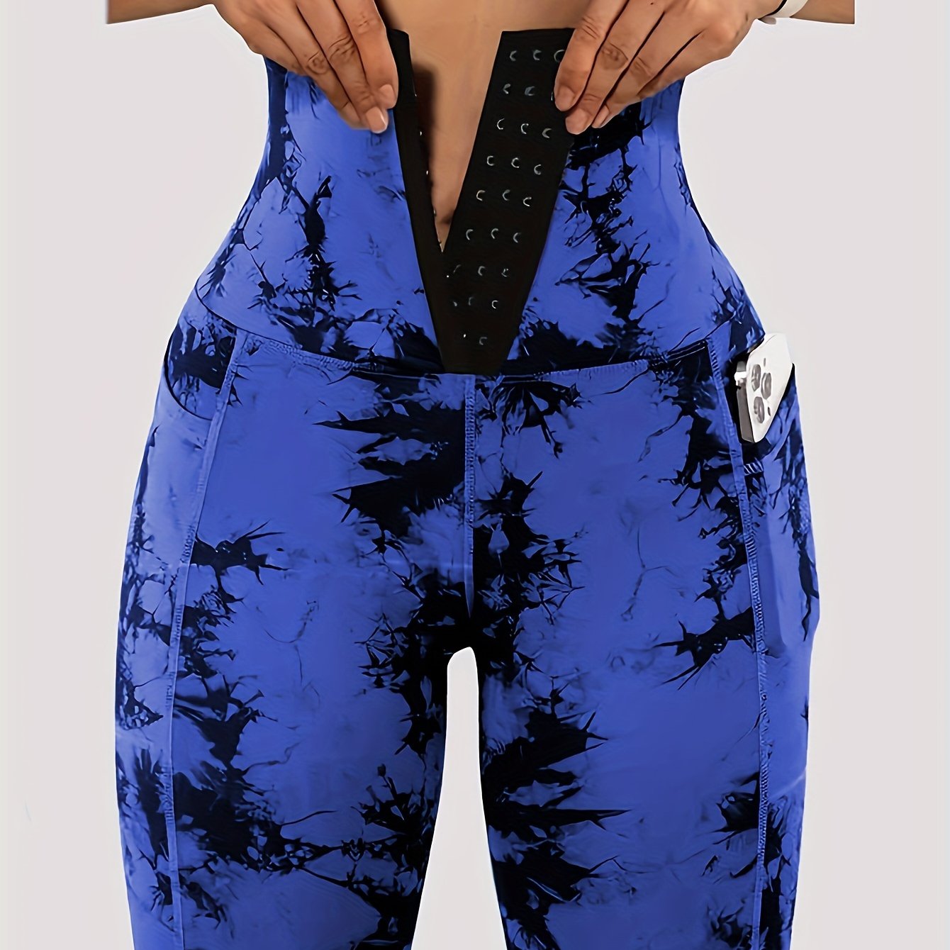 Women'S Tie-Dye Print High-Waisted Tummy Control Pants with Front Zipper