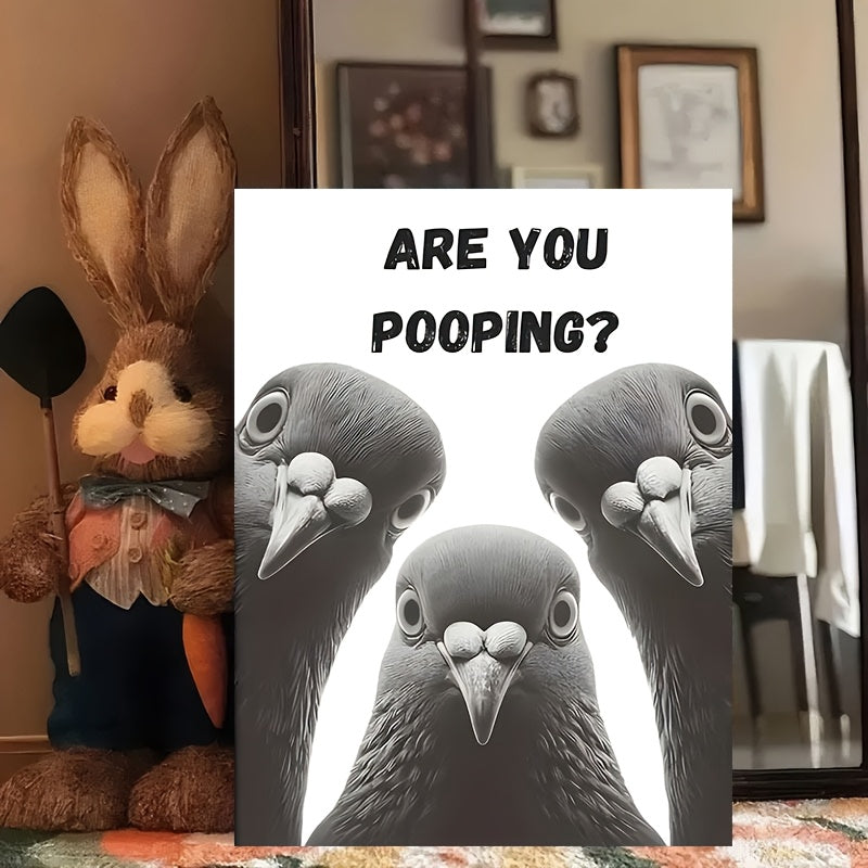 Funny Pigeon Bathroom Canvas Print Poster