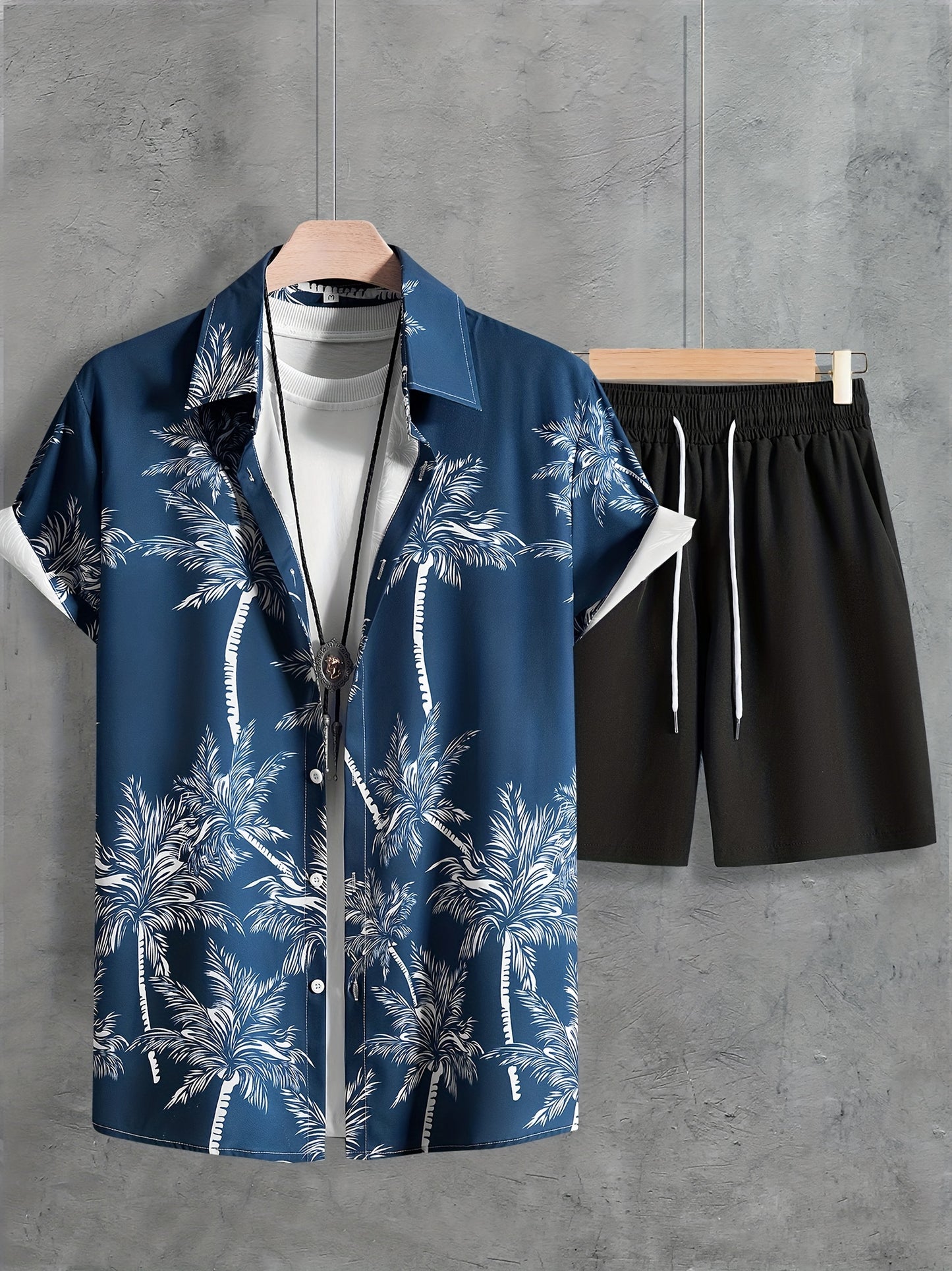Hawaii Shirt And Drawstring Shorts Set For Summer