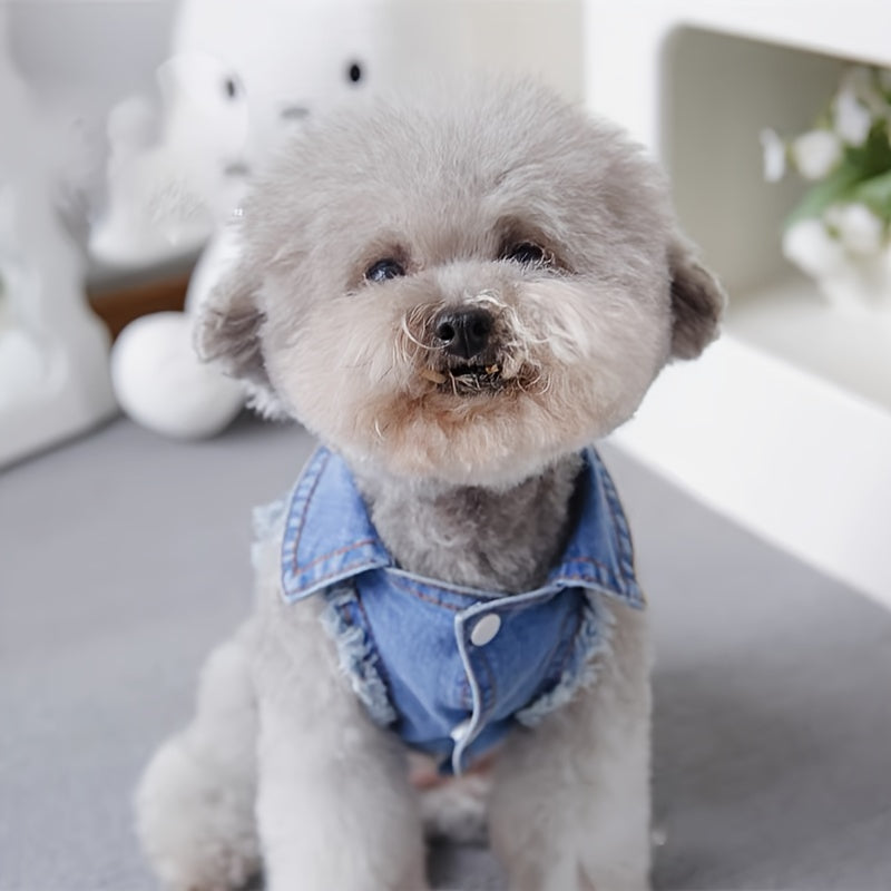 Chic Retro Denim Dog Vest for Small Breeds