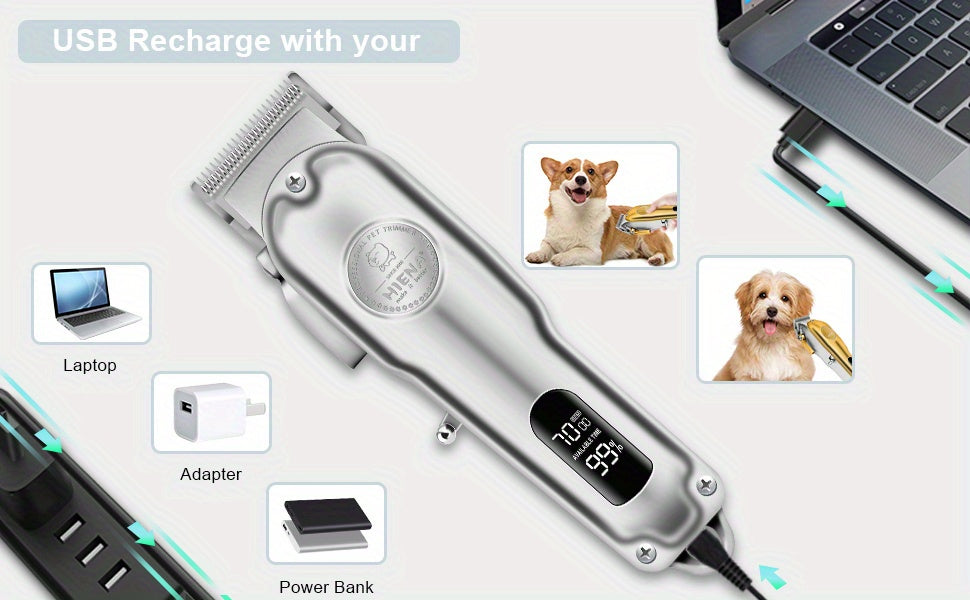 Rechargeable Low-Noise Cordless Dog Clippers for Grooming