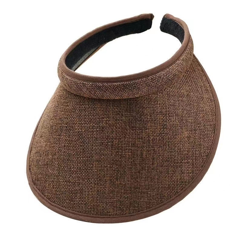 Solid Color Casual Visor Hat Wide Brim UV Protection