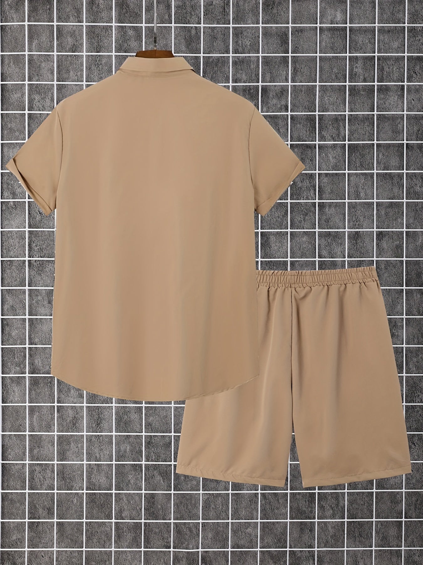 Men'S 2pcs Summer Set, Casual Print Short Sleeve Button- Shirt and Shorts