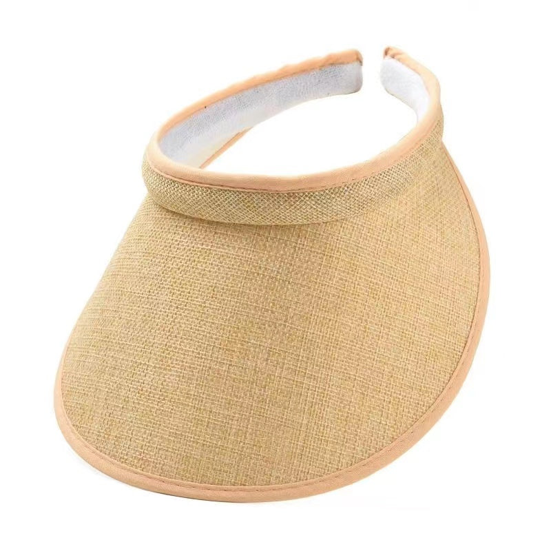 Solid Color Casual Visor Hat Wide Brim UV Protection