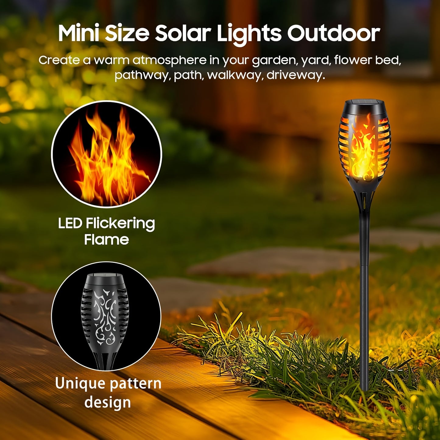 4/8/12pcs Solar Powered Flickering Flame Garden Lights