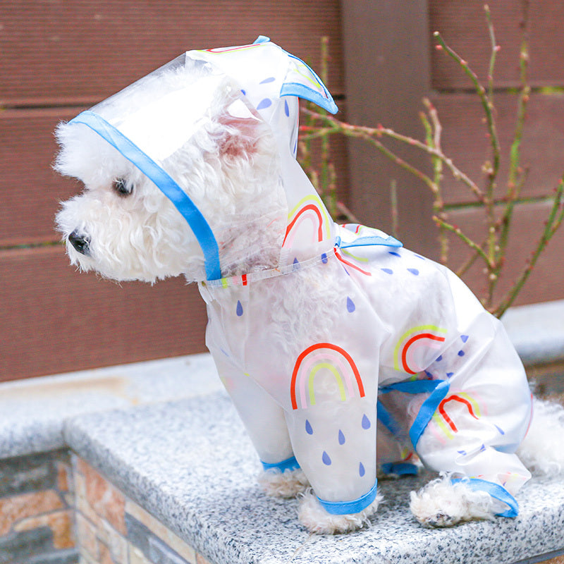 Waterproof Pet Raincoat with Rainbow Pattern for Small