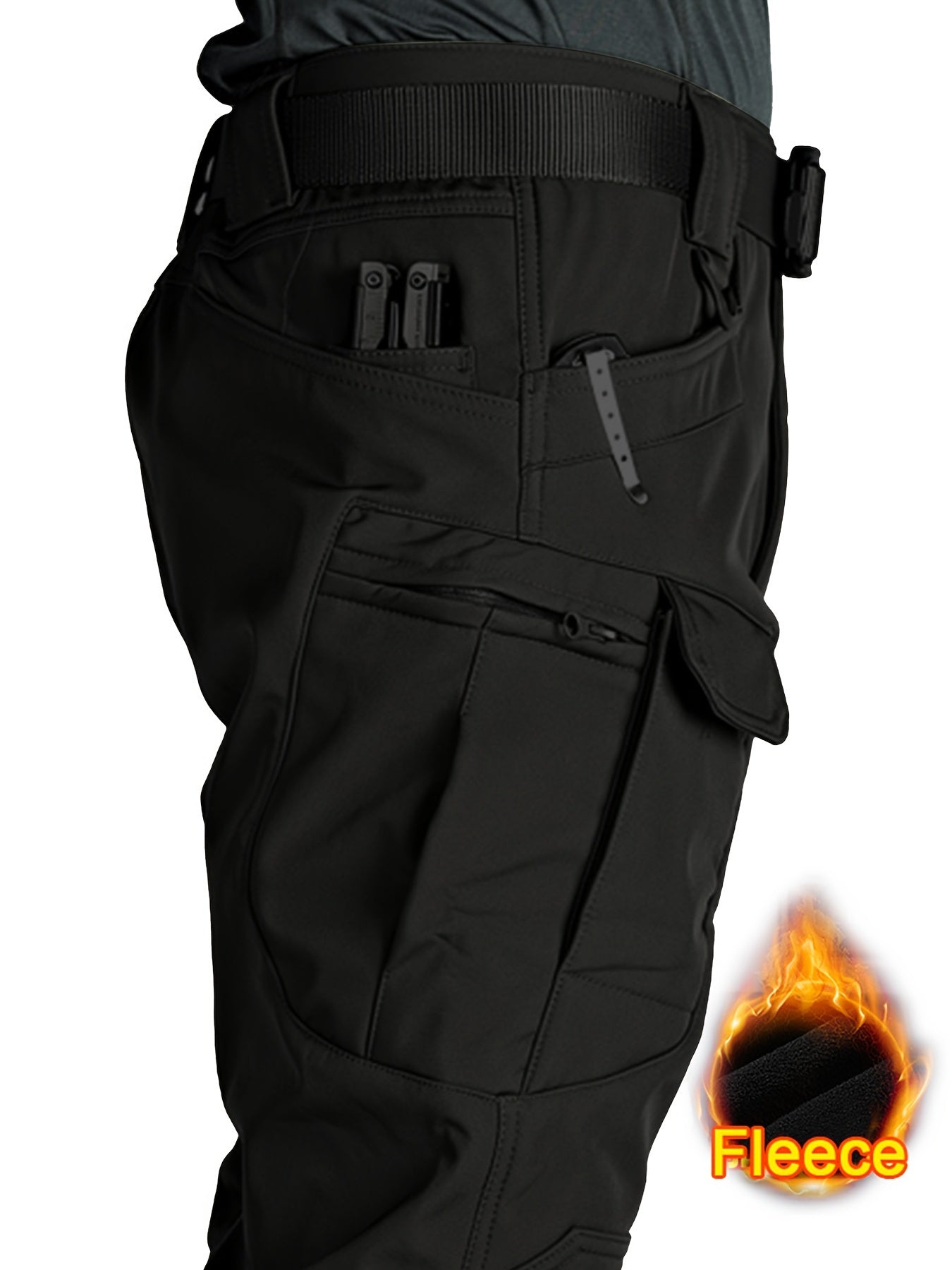 Men'S Fleece-Lined Work Pants - Thick, Tactical, Multi-Pocket Design