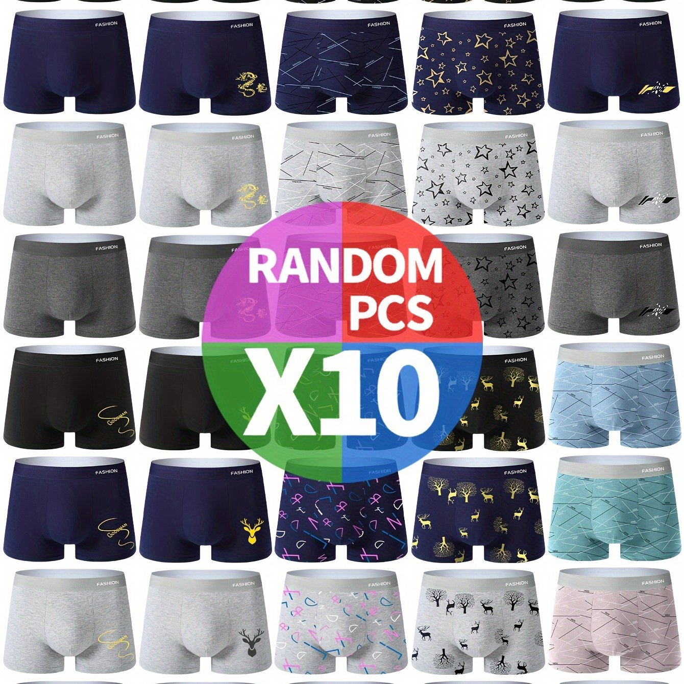 10-pack Men's flat corner underwear, and fashionable, short pants