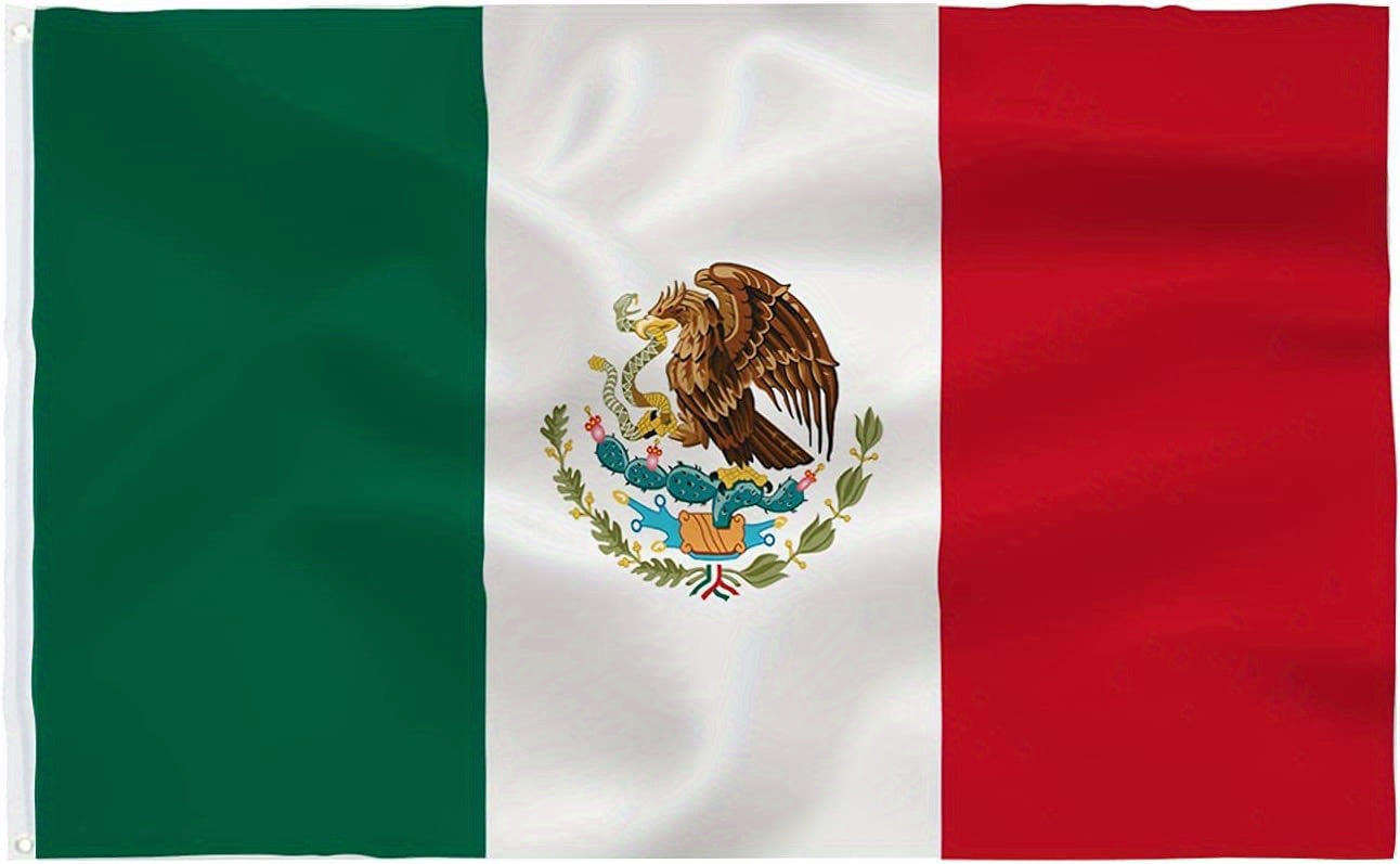 Mexican Flag With Brass Grommet, 3x5 Feet