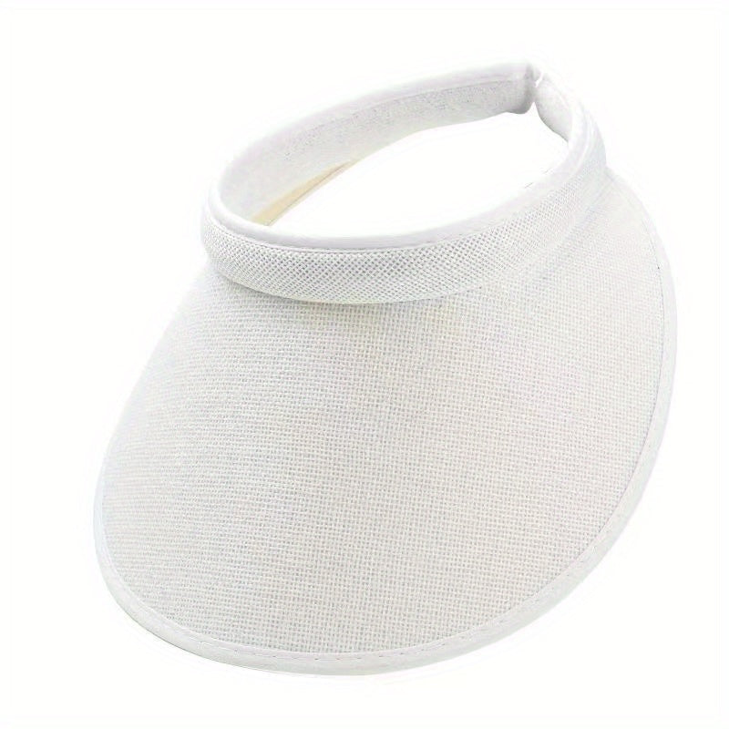 Solid Color Casual Visor Hat Wide Brim UV Protection