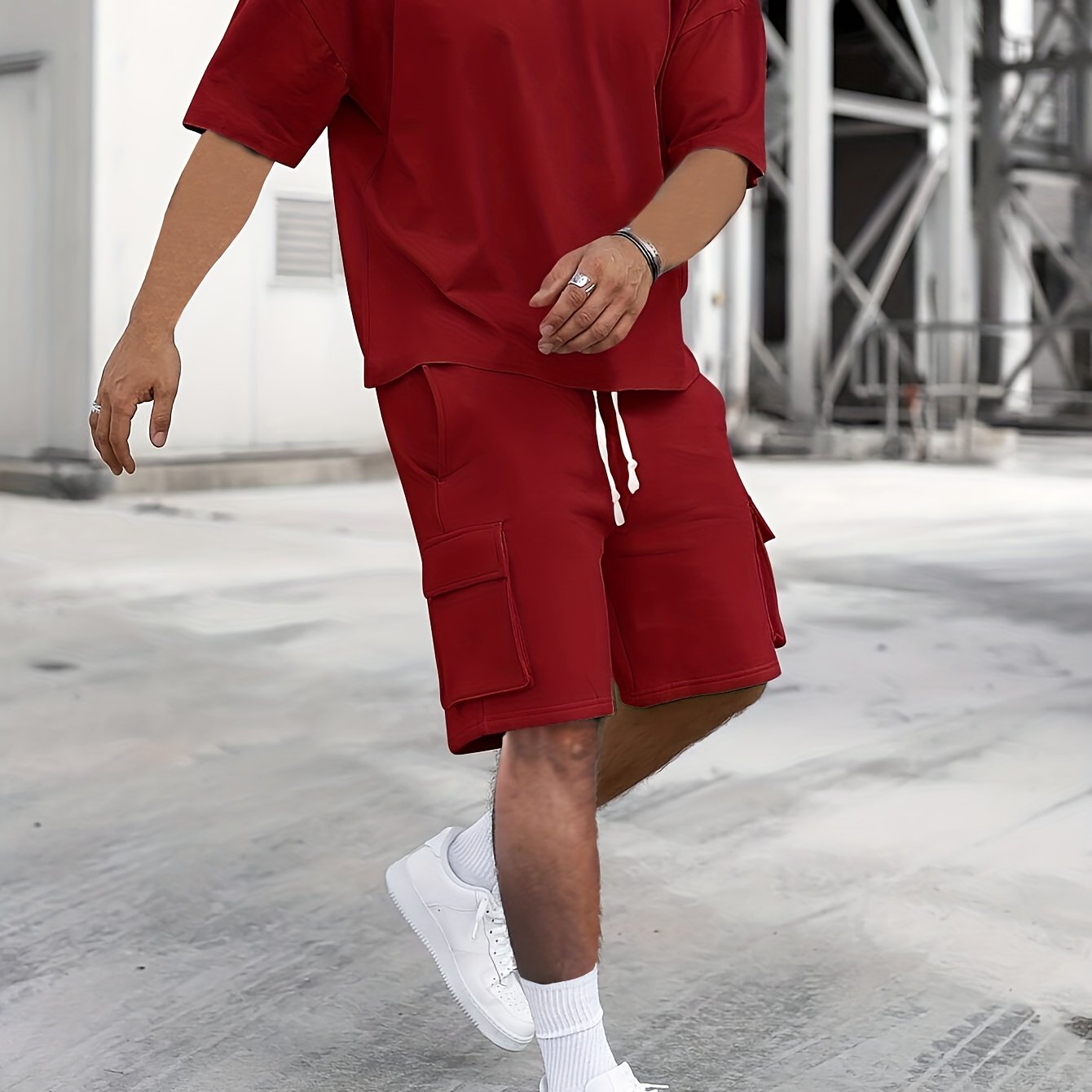 Men's Beige Casual Sportswear Set
