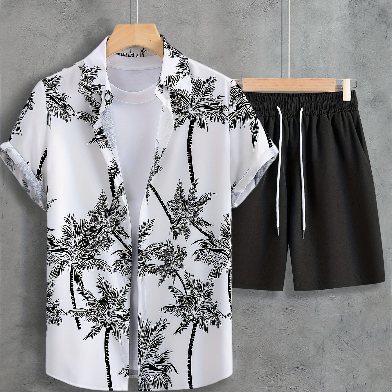Hawaii Shirt And Drawstring Shorts Set For Summer