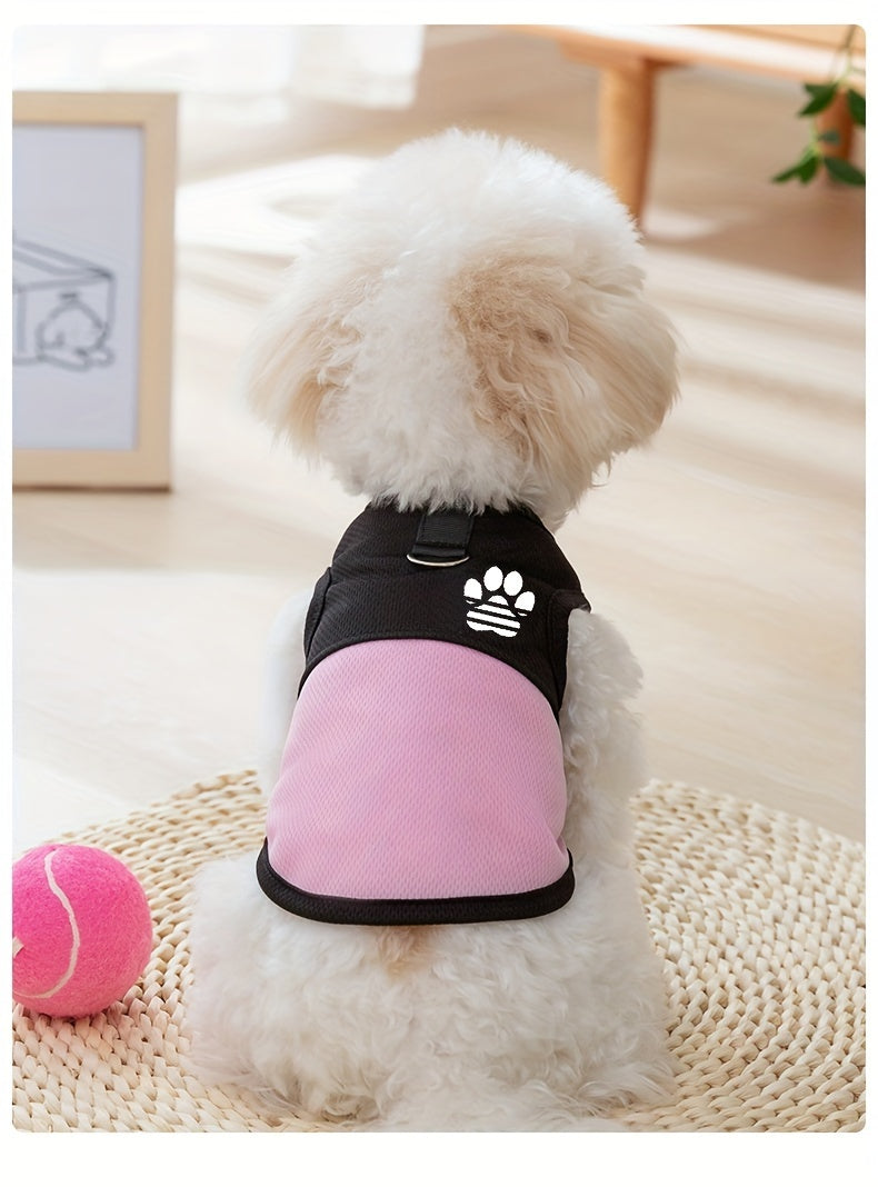 Breathable Mesh Dog Vest with Paw Print