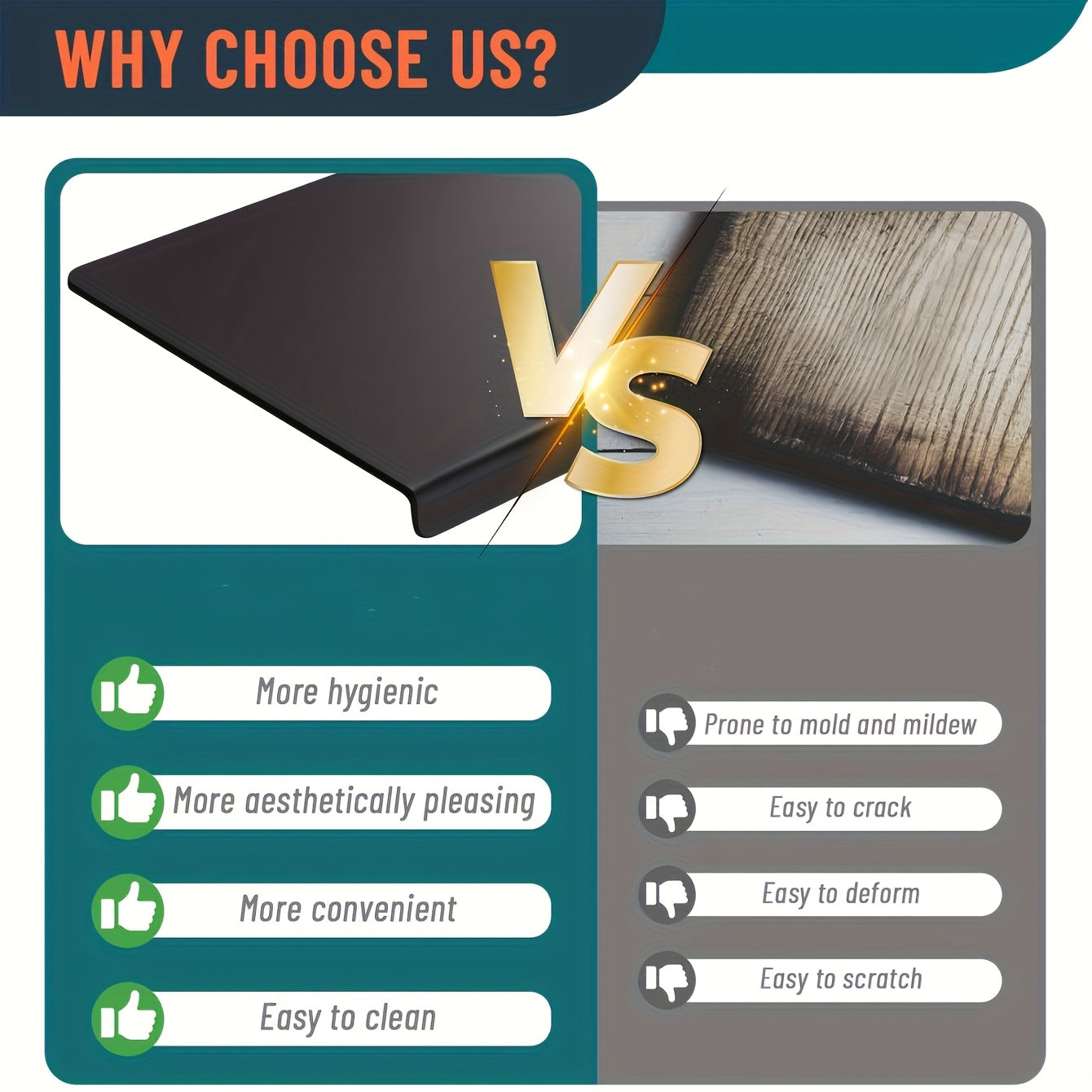 Large Black Cutting Board with Lip Edge