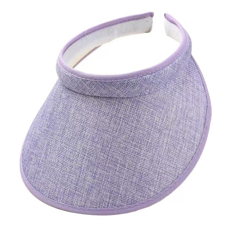 Solid Color Casual Visor Hat Wide Brim UV Protection