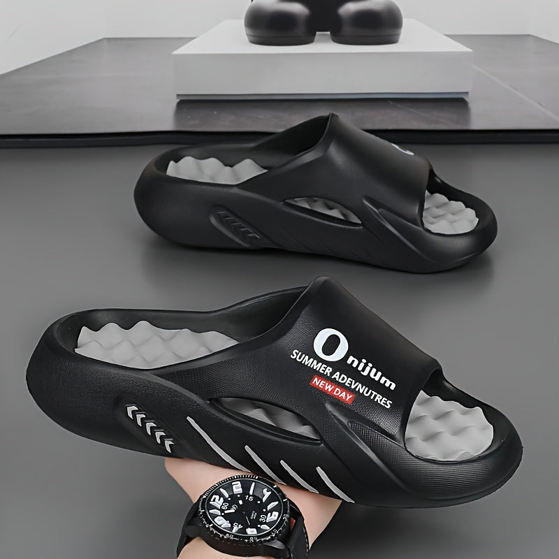 Men's Trendy Street Style Color Block Open Toe Breathable Chunky Slippers