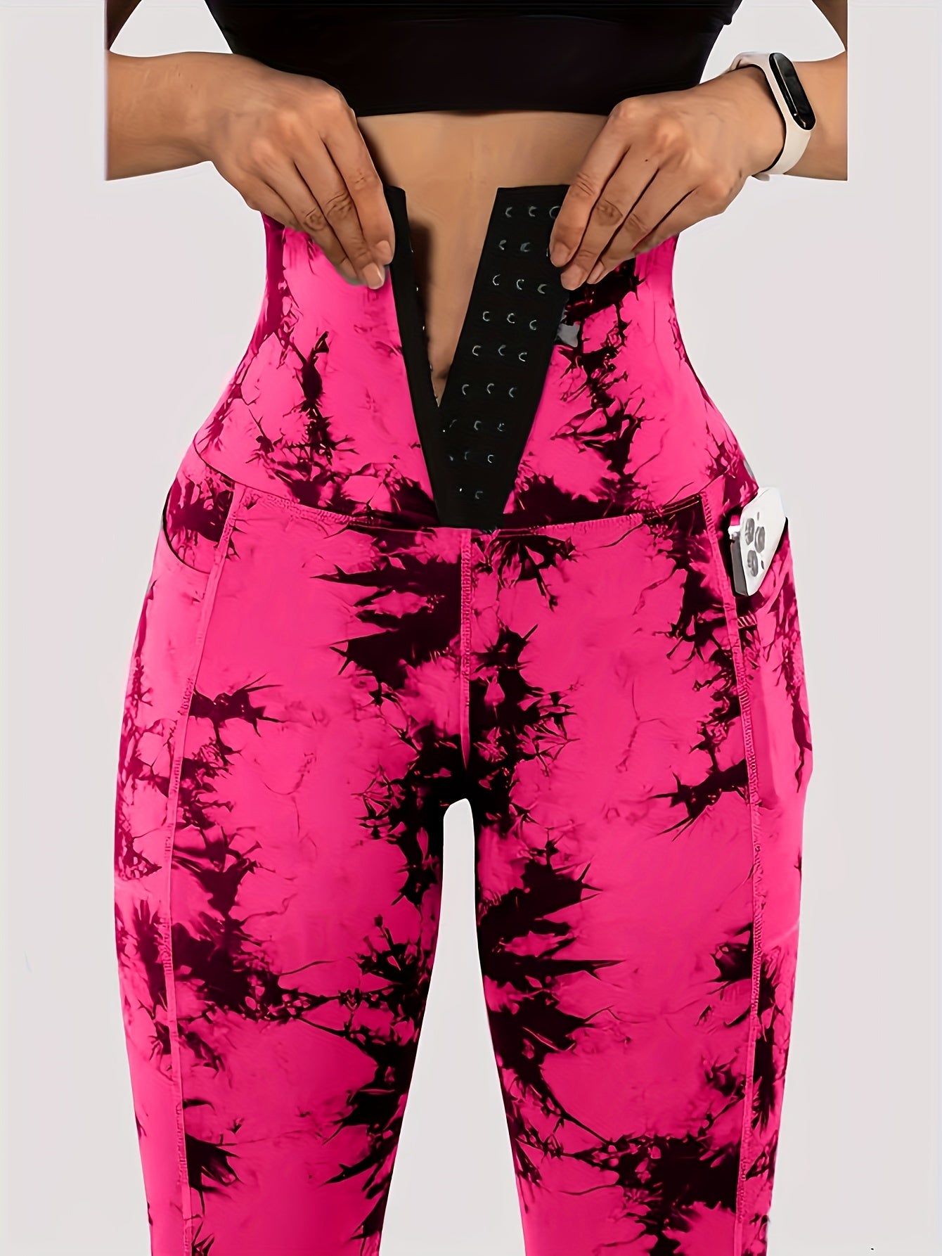 Women'S Tie-Dye Print High-Waisted Tummy Control Pants with Front Zipper