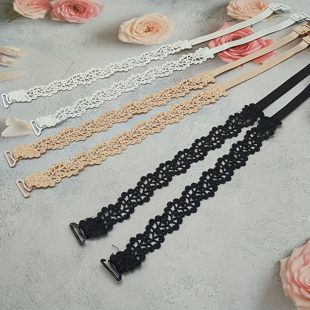 1 Pair Floral Bra Straps - Adjustable Replacement Shoulder Straps for Lingerie