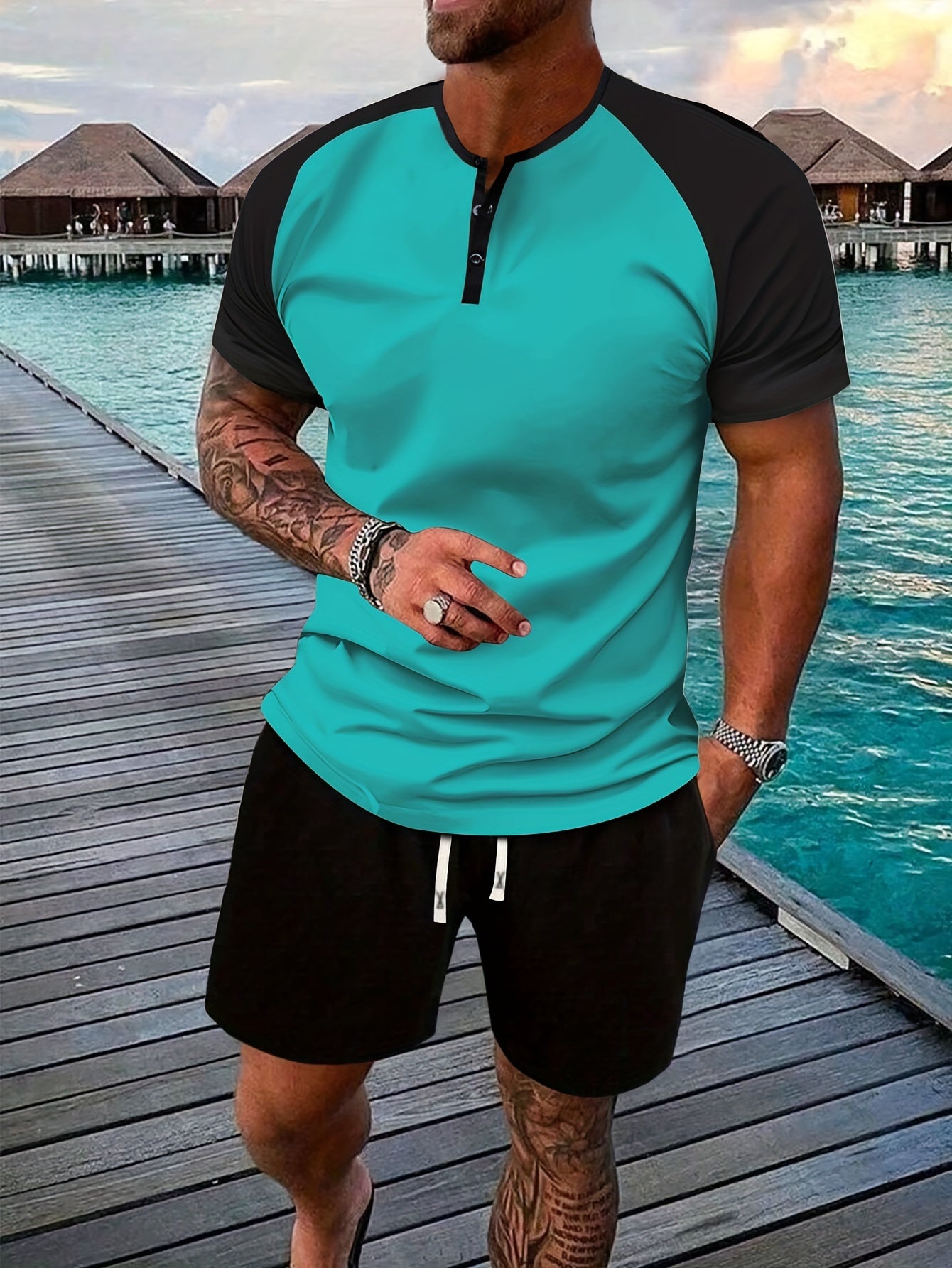 2-piece Men's Casual Summer Vacation Outfit Set