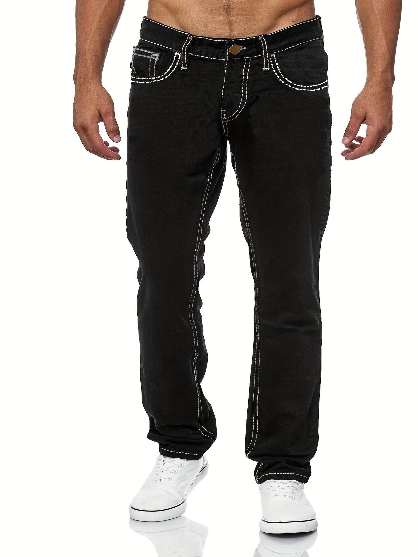 Men's Stretch Denim Jeans, Slim Fit Straight-Leg