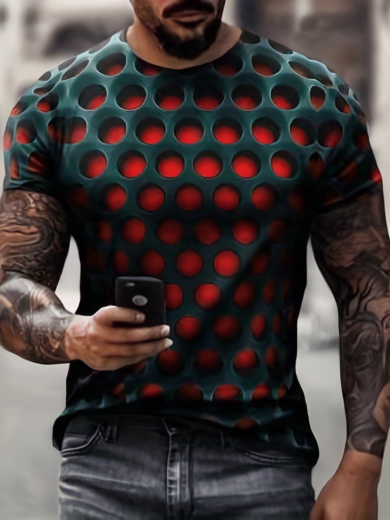 Men's Cool 3D Pattern Graphic Active T-shirt