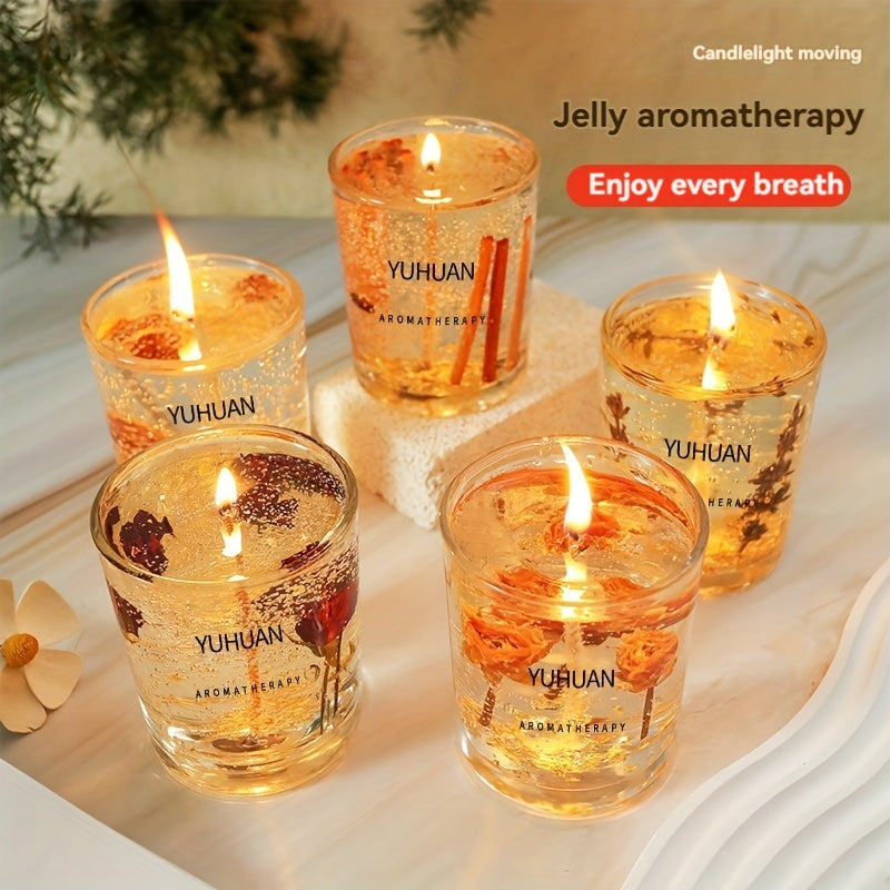 1pc 160g, burning time for 20 hours, real flower jelly scented candle