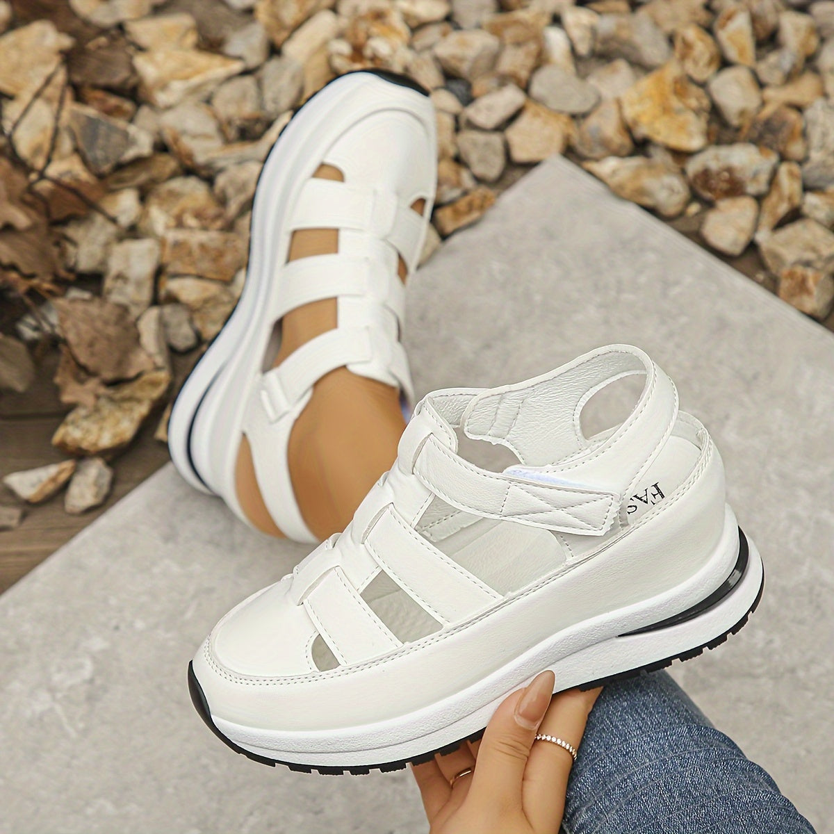Womens Soft Sole Platform Sandals, Round Toe Comfortable Casual Walking Shoes