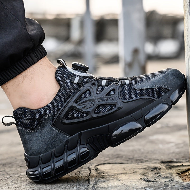 Stylish Men'S Safety Work Shoes with Steel Toe & Puncture Protection