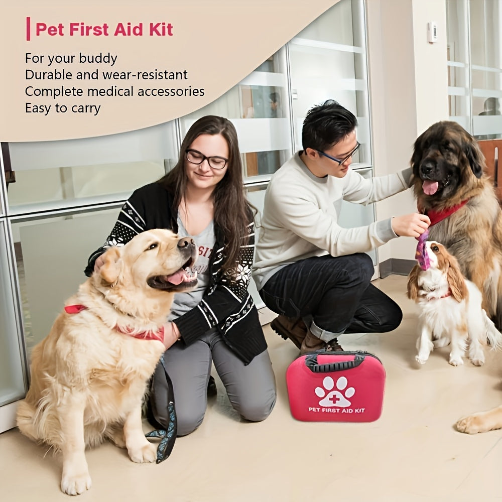 Pet First Aid Kit for Dogs & Cats - Portable Emergency Care Set